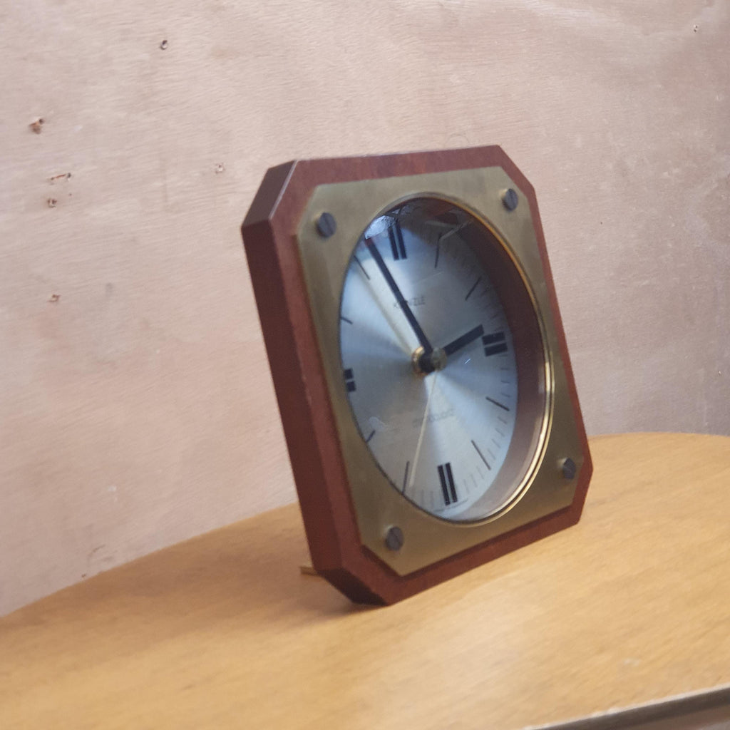Mid-Century Kienzle Germany Desk Clock | 70's Quartz Mechanism | Brass Wood