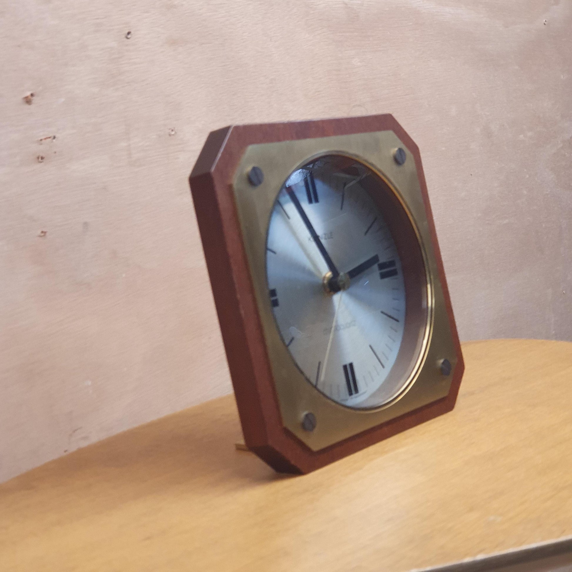 Mid-Century Kienzle Germany Desk Clock | 70's Quartz Mechanism | Brass Wood