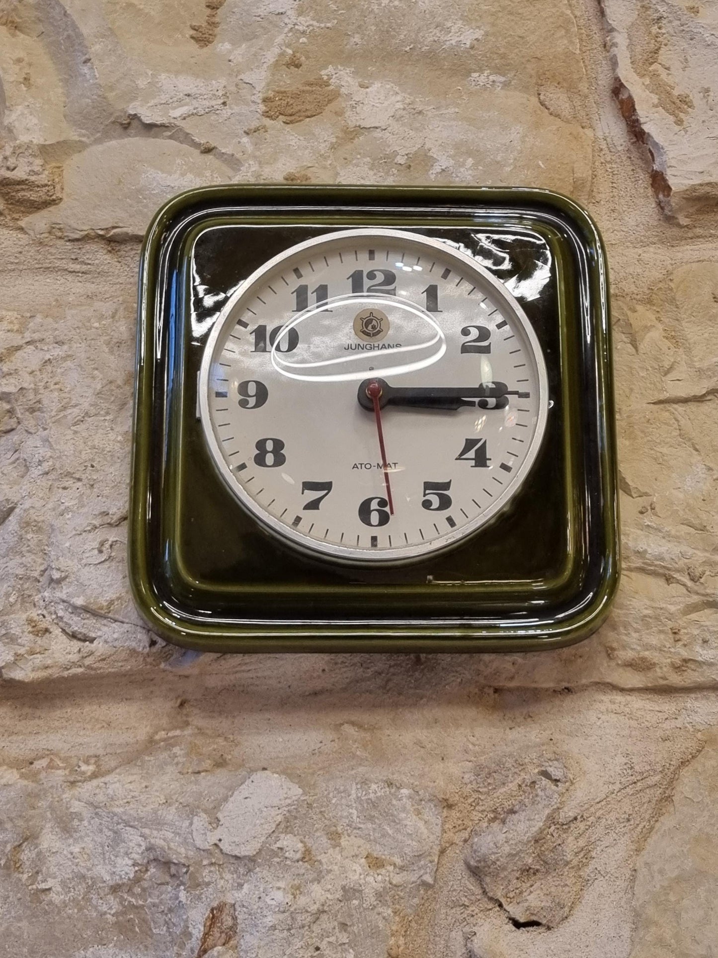 Vintage Junghans ATO-MAT S Wall Clock – German Ceramic Mid-Century Modern Electro-Mechanical 1960s