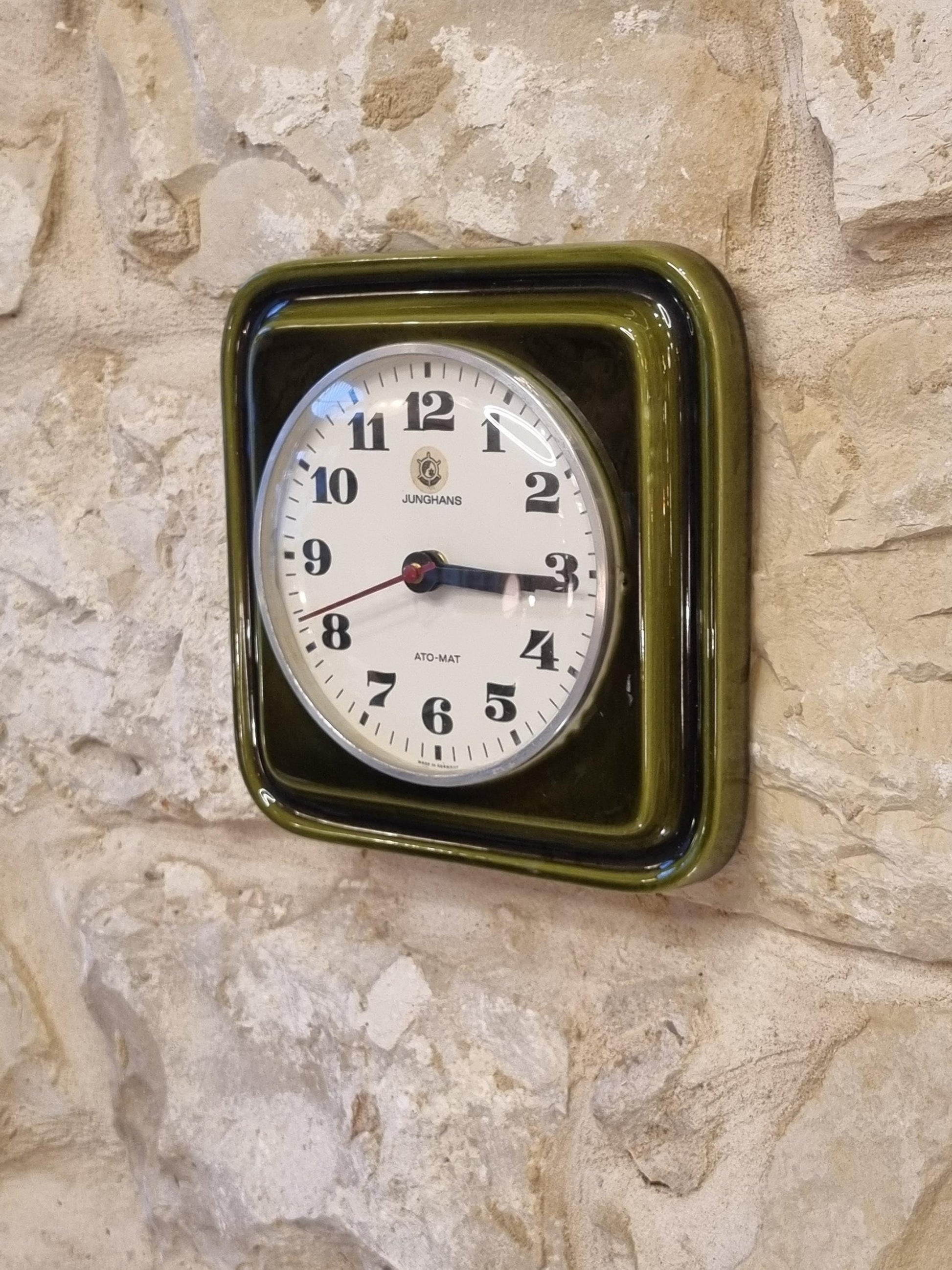 Vintage Junghans ATO-MAT S Wall Clock – German Ceramic Mid-Century Modern Electro-Mechanical 1960s