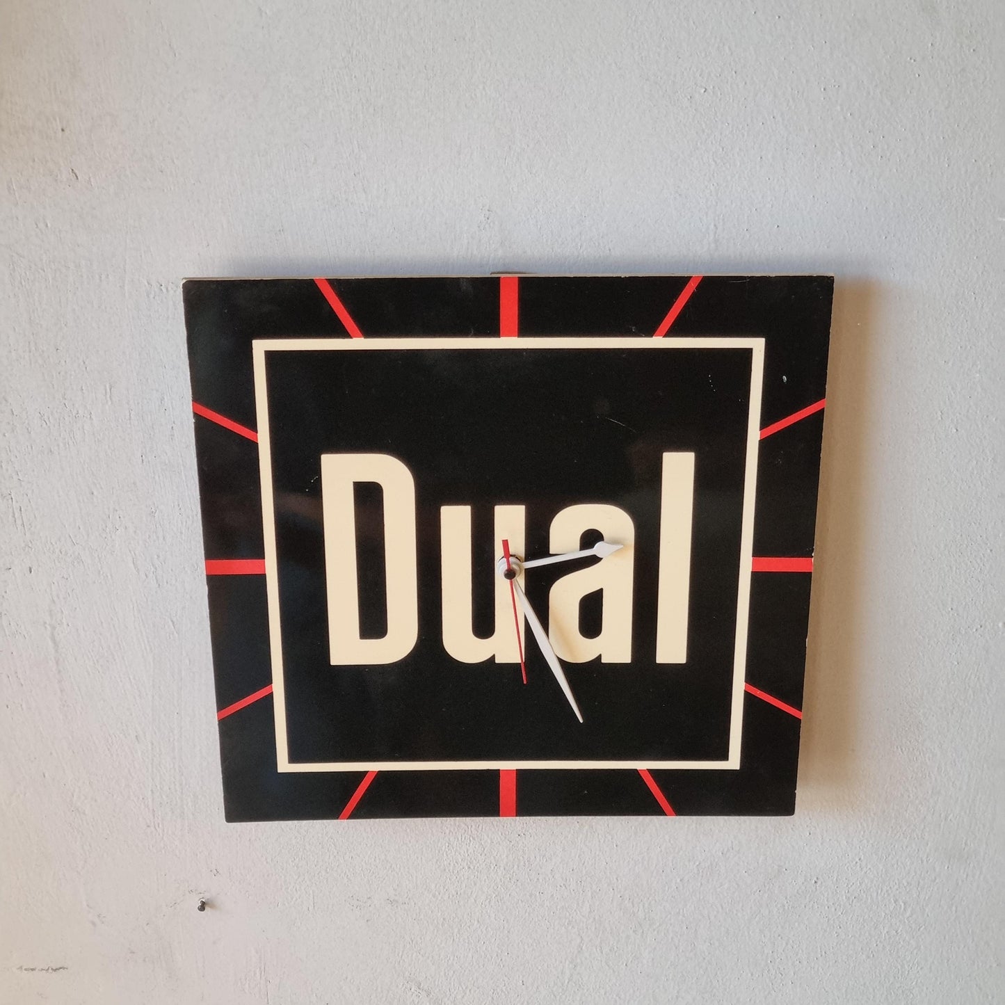 Vintage Dual Promotional Wall Clock – 1980s German Audio Brand Advertising Gift, Silent Quartz Movement