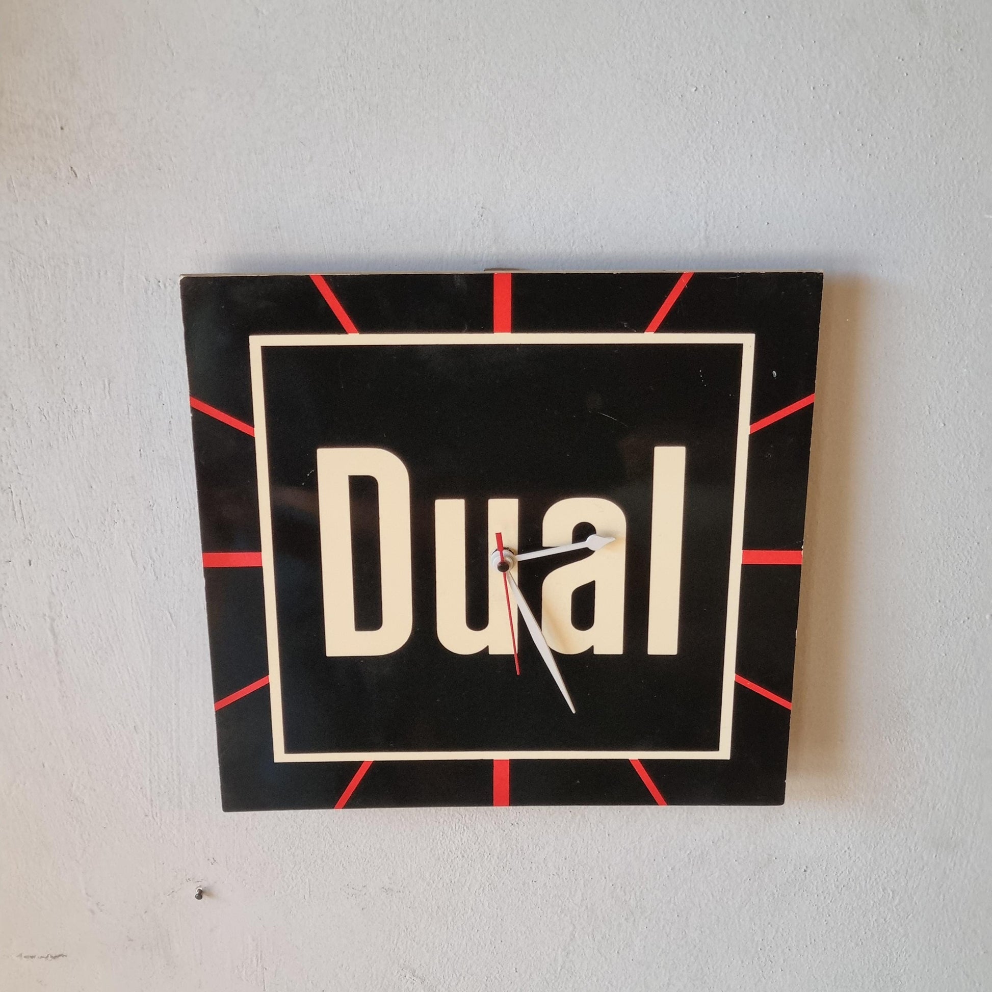 Vintage Dual Promotional Wall Clock – 1980s German Audio Brand Advertising Gift, Silent Quartz Movement