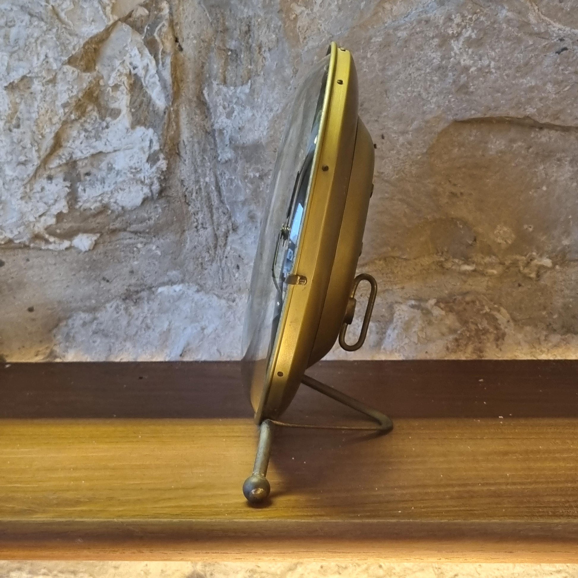 Vintage Hermle Mid-Century Modern Table Clock – German Brass 1950s Collectible