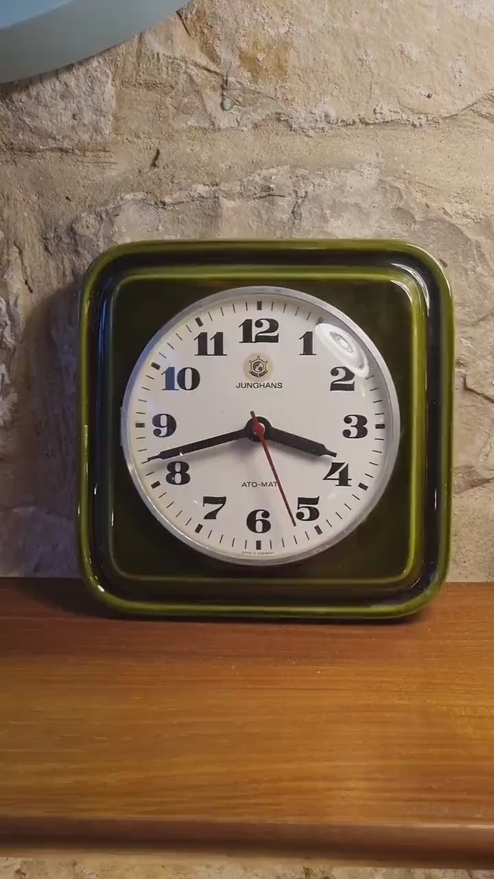 Vintage Junghans ATO-MAT S Wall Clock – German Ceramic Mid-Century Modern Electro-Mechanical 1960s