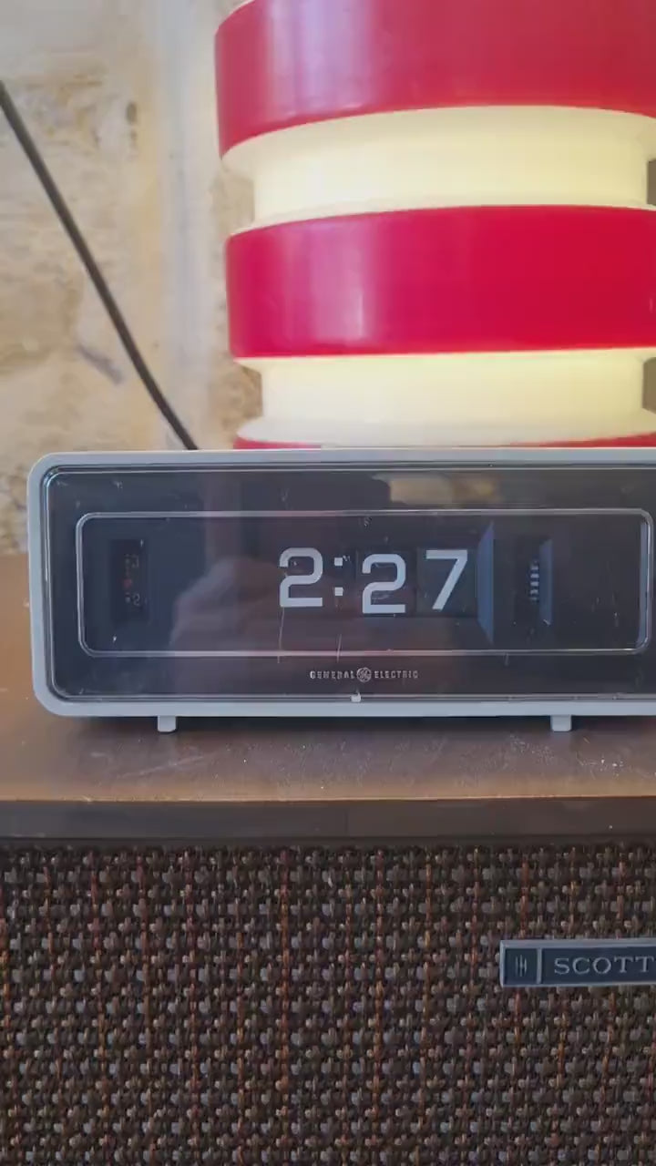 Vintage General Electric Flip Alarm Clock – 1970s Retro Space Age Mid Century Modern